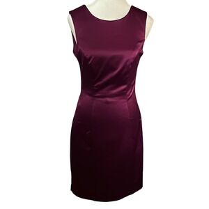 Passager Womens Dress Sleeveless V Back Bow Party Cocktail Burgundy Purple Small